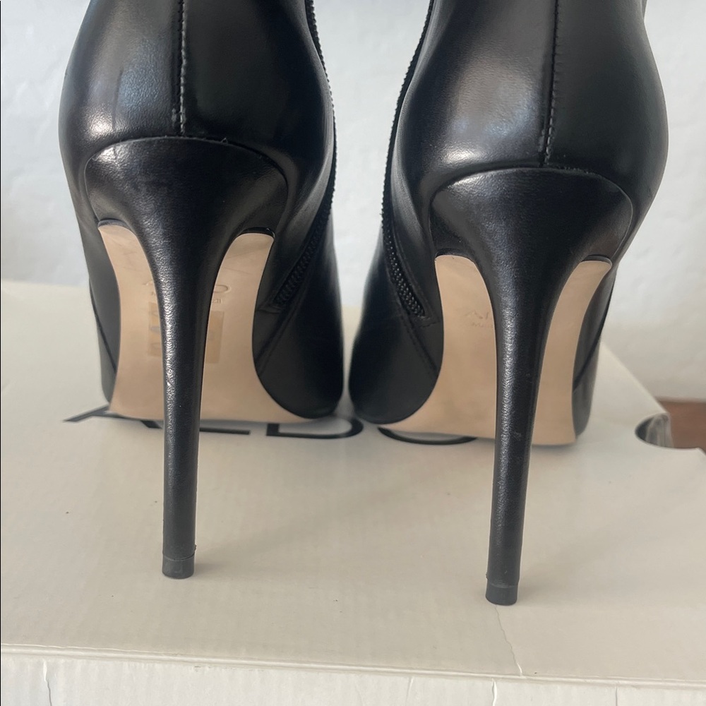 ALDO MYRONA BOOTS Black Leather Pointed Tor Side Zipper Stiletto Heel Size 8.5 - Picture 7 of 16